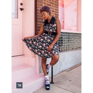 ModCloth Royal Monk Flamingo Dancing A-Line Dress Size 8 Retro